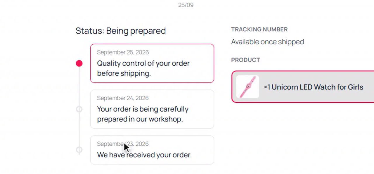 WooCommerce order tracking before shipment: Being prepared status with order received, preparation and quality control steps