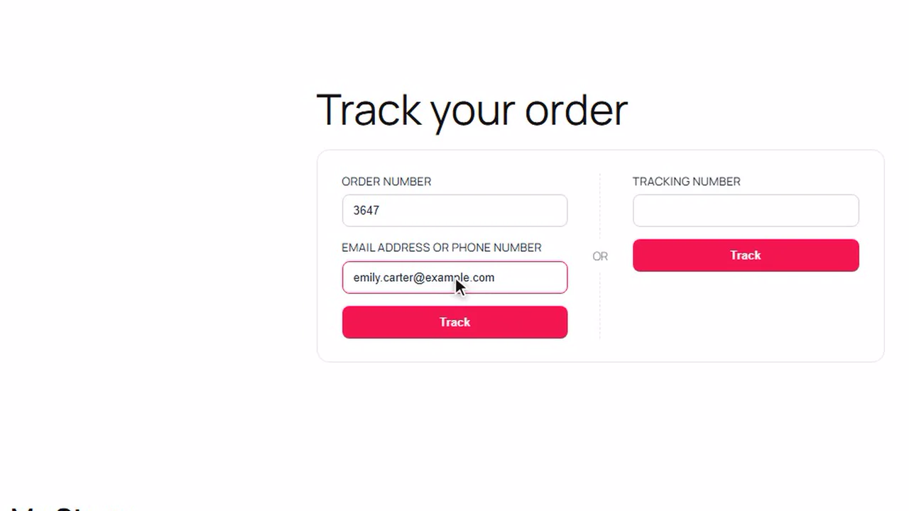 WooCommerce guest order tracking form: order number and email, or tracking number