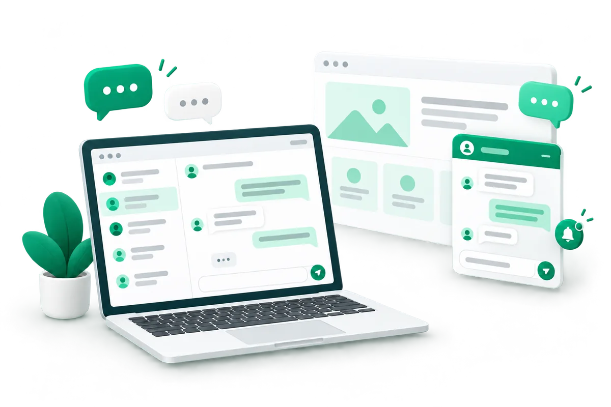 Live chat widget on a WordPress store and its inbox in the WordPress admin